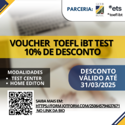 BANNER DO VOUCHER TOEFL IBT TEST 10% DE DESCONTO